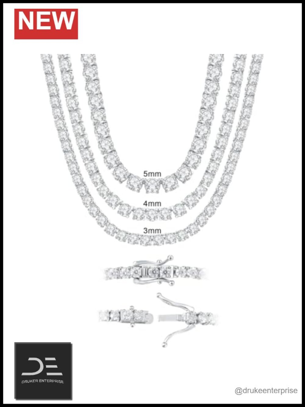 Moissanite Tennis Necklace 925 Sterling Silver 18k White Gold Plated Women Gift